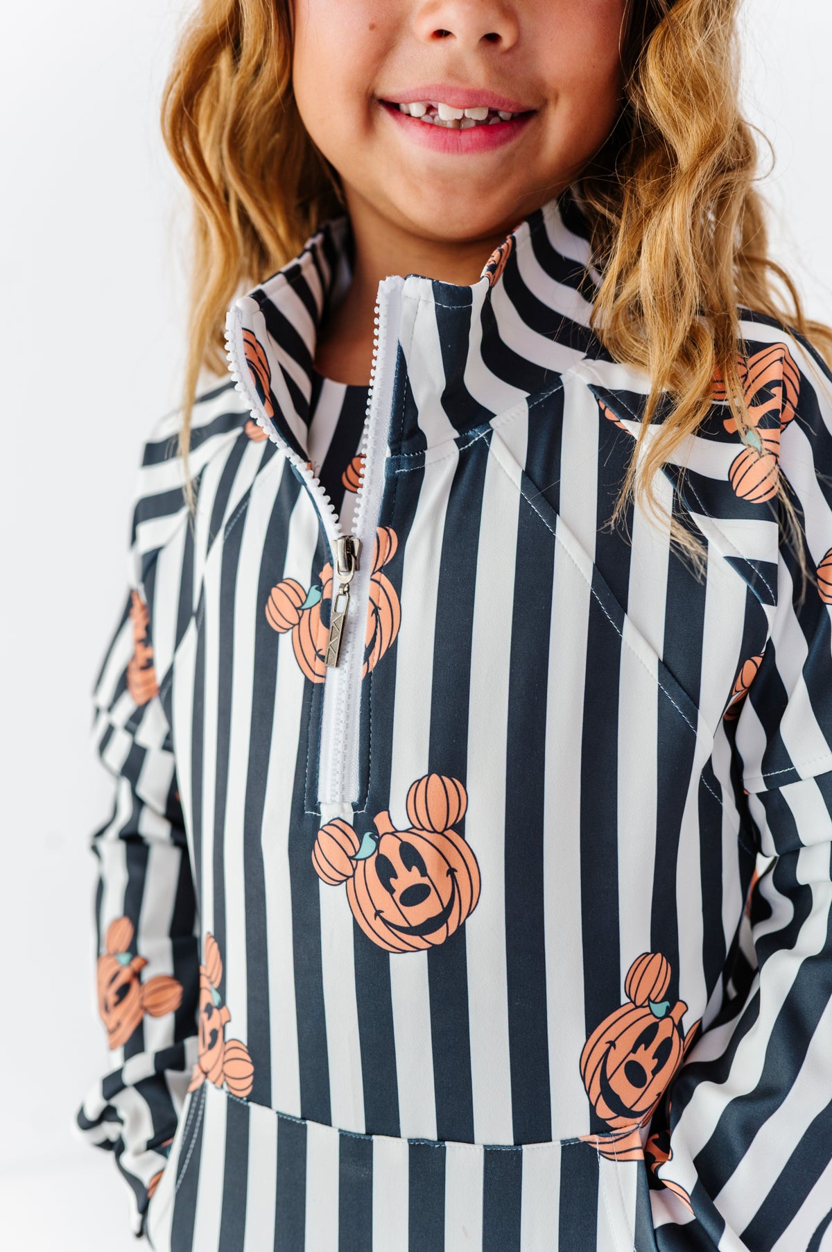 Stripe Mickey Pumpkin | ADULT 1/4th ZIP