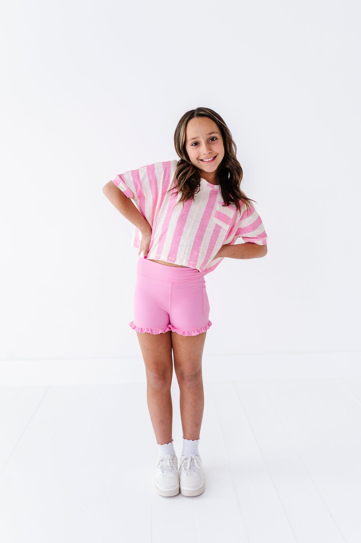 Cotton Candy | Ruffle RIB Biker Shorts