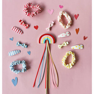 Stripe + Heart FABRIC Clips (4 pack)