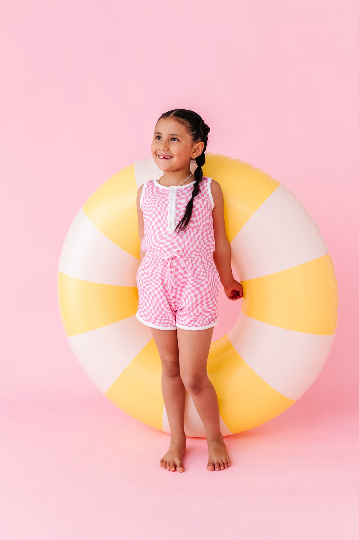 Bubblegum Wave Check | TERRY TANK ROMPER