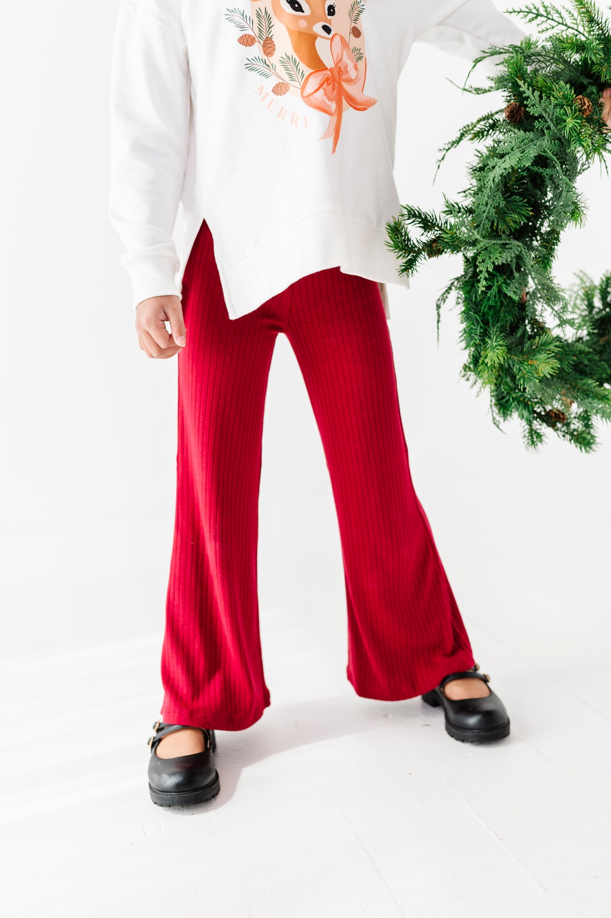 Holly Berry | Rib Wide Leg Pants