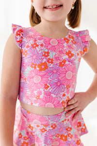 Neon Floral: Skirted TWO-PIECE