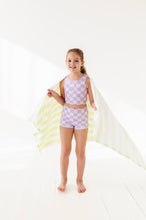 Load image into Gallery viewer, Violet Check: Boy Shorts TWO-PIECE