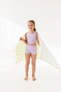 Violet Check: Boy Shorts TWO-PIECE