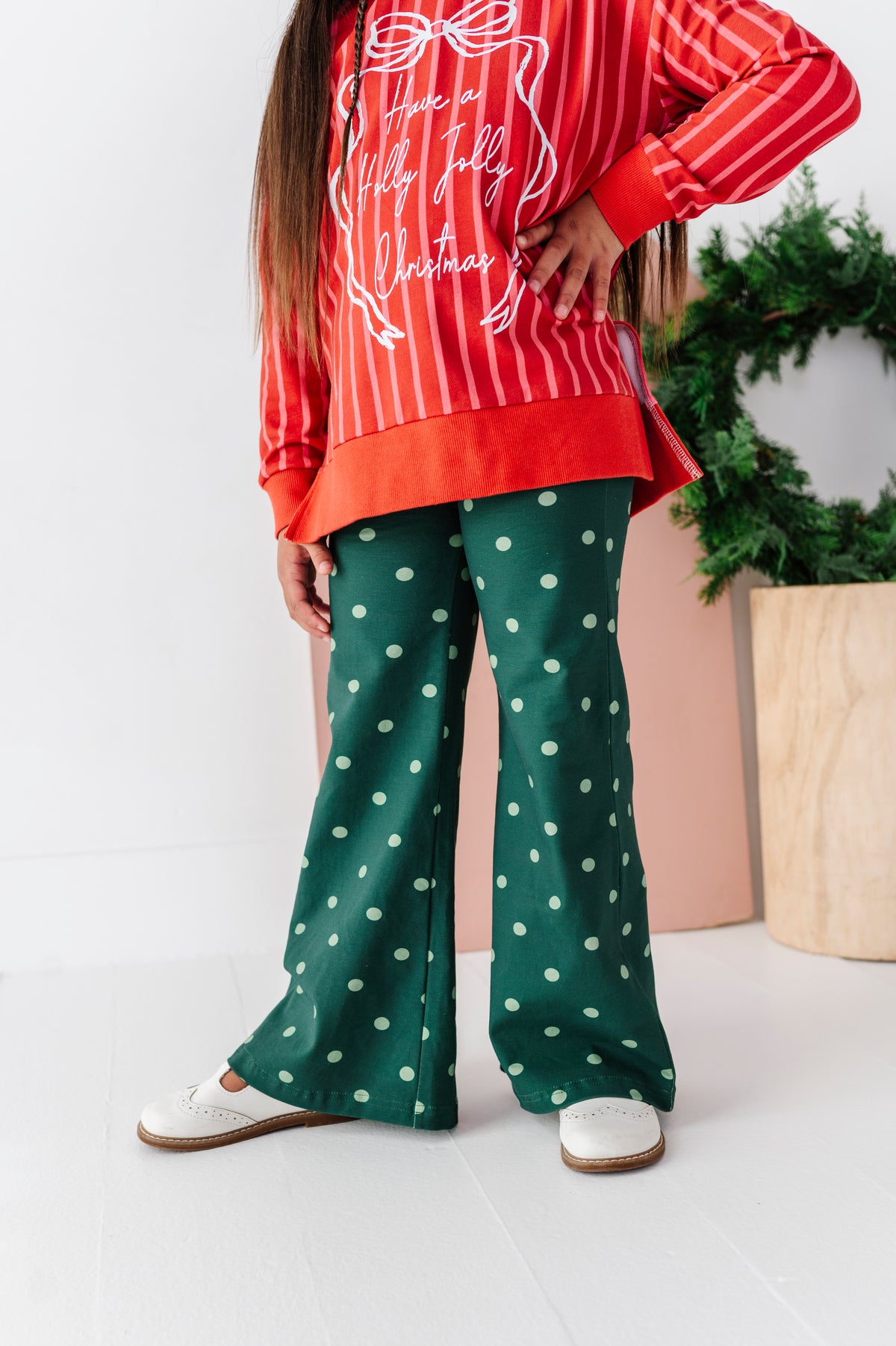 Pine-Polka Dots | Wide Leg Pants