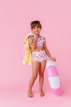 Confetti Check Bows | BANDEAU RUFFLE 2-PIECE