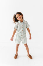 Load image into Gallery viewer, Mint Bay Stripes | BOYS LINEN SET