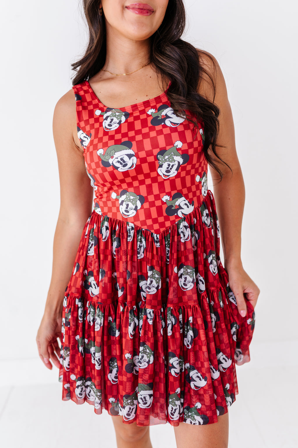 Minnie's Holly Check | ADULT Mesh Dress