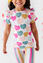 Load image into Gallery viewer, AFFIRMATION HEARTS | Ruffle Shoulder Tee