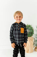 Load image into Gallery viewer, Black Plaid | HOODED HENLEY