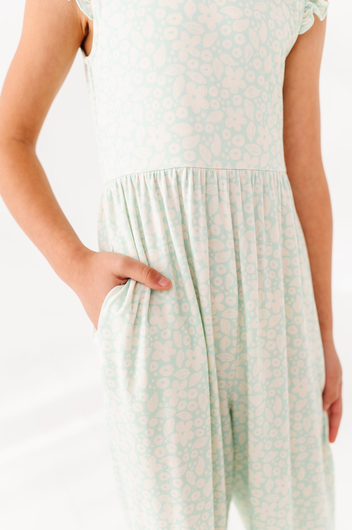 Minty FLORAL | Cropped Pant Romper