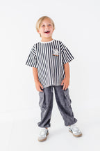 Peace-Out Ghost | Stripes Boxy Tee