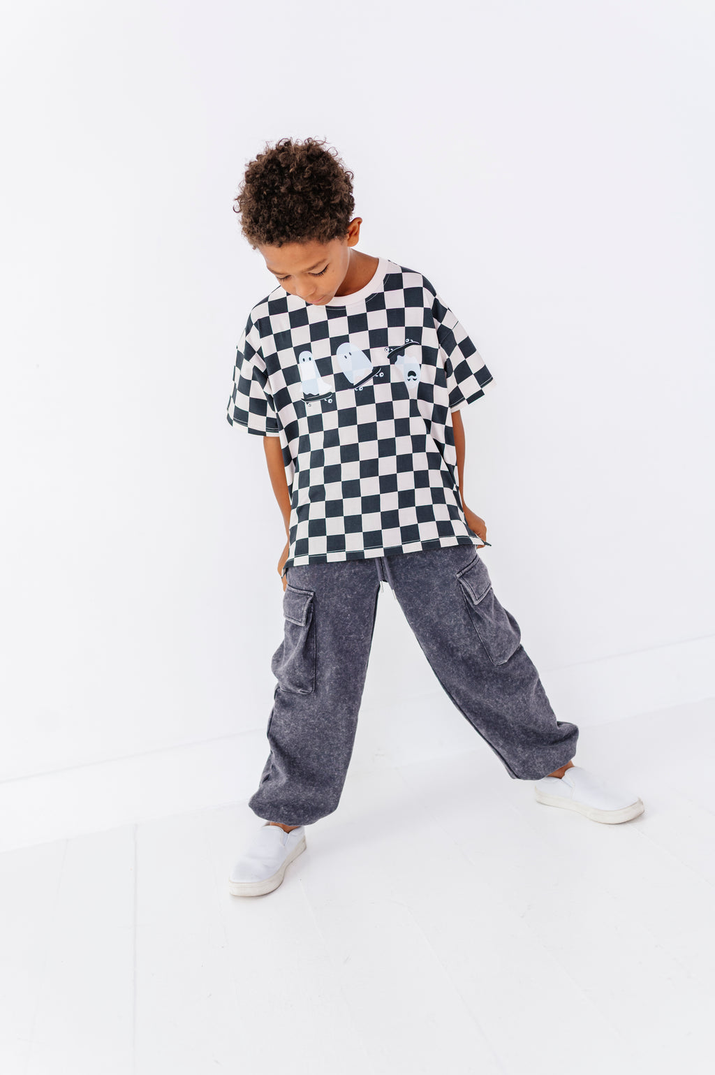 Skateboard Ghost | Checkered Boxy Tee
