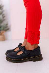 Holly Red | Ribbed SLIM LEGGINGS