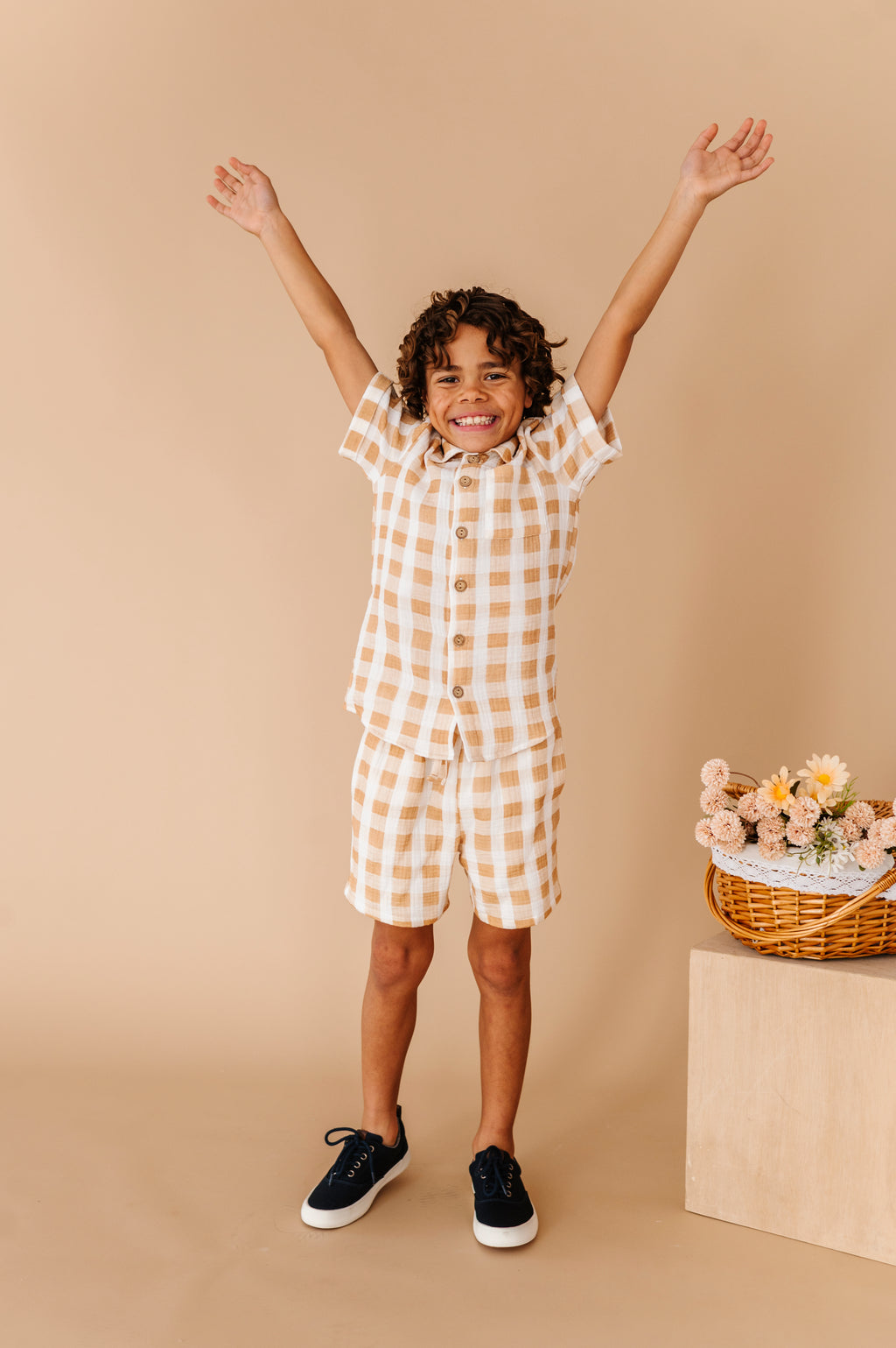 Honey Gingham | BOYS LINEN SET