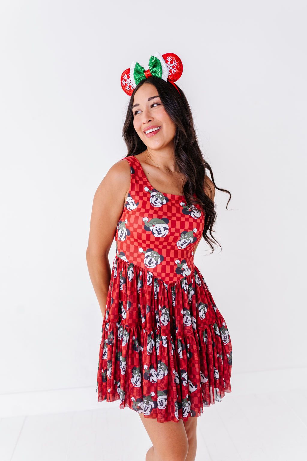 Minnie's Holly Check | ADULT Mesh Dress