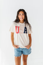 Load image into Gallery viewer, Patchwork USA | ADULT tees (*CROP + FULL LENGTH HERE)