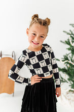 Load image into Gallery viewer, Checkered Bow | CROPPED Bow Back Long Sleeve Top