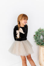 Load image into Gallery viewer, Black Velvet | Bow Back Long Sleeve Top