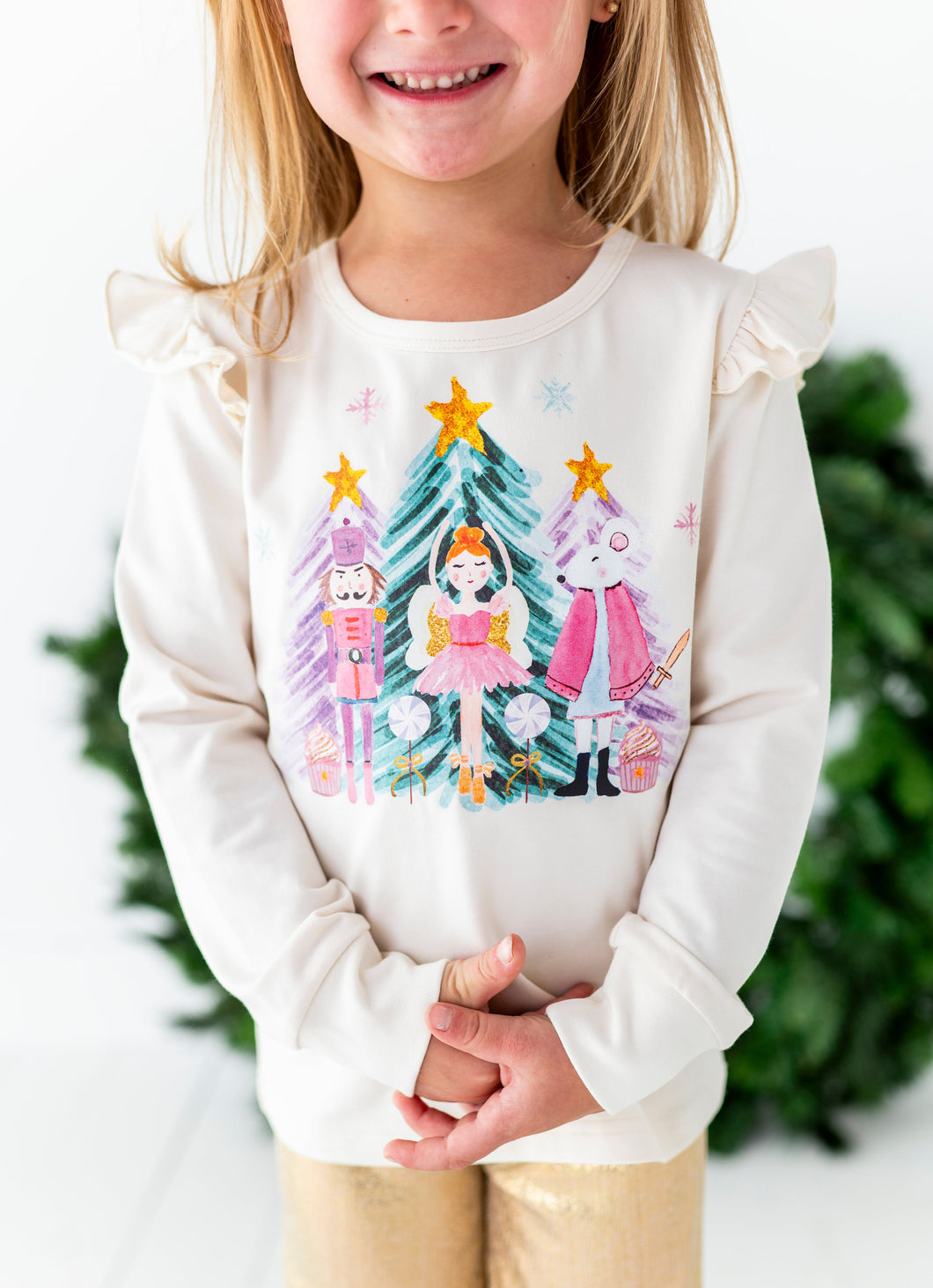 Nutcracker | WHITE Graphic Ruffle Shirt