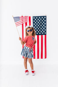 NAVY Star Bow (red shirt) | Girls Tie-Front Shirt