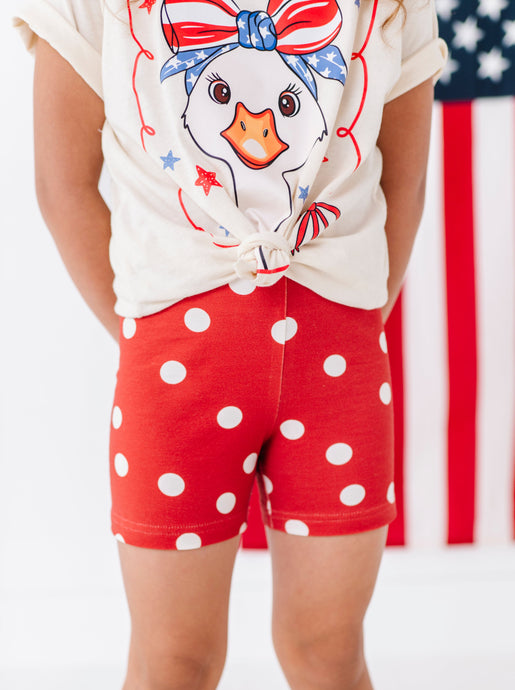 Red Navy Dotty | Biker Shorts