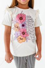 Load image into Gallery viewer, FLORAL SKELLY | Ruffle Graphic Tee (Cream)