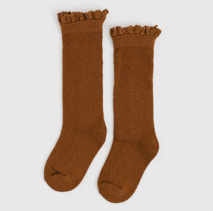 RUST | Crochet Lace Top Knee-High socks