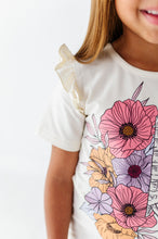 Load image into Gallery viewer, FLORAL SKELLY | Ruffle Graphic Tee (Cream)