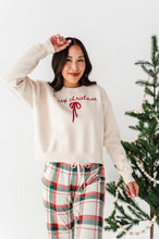 Load image into Gallery viewer, Merry Christmas Bow | (CREAM) CROPPED SWEATSHIRT