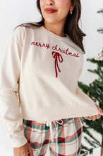 Load image into Gallery viewer, Merry Christmas Bow | (CREAM) CROPPED SWEATSHIRT