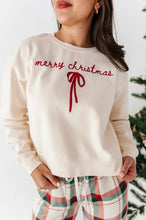 Load image into Gallery viewer, Merry Christmas Bow | (CREAM) CROPPED SWEATSHIRT