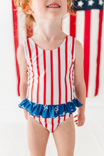 Load image into Gallery viewer, Spangled Stripes | SKIRTED ONE-PIECE