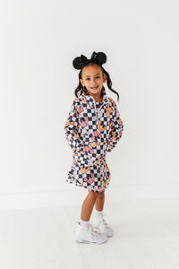 Checkered Minnie Pumpkins | KIDS 1/4th Zip Up