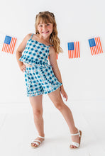 Load image into Gallery viewer, Blue-Bell Gingham | RUFFLE LINEN CROP + SHORTS SET
