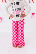 Load image into Gallery viewer, Hot Pink Check | Wide Leg Ribbed SET