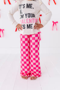 Hot Pink Check | Wide Leg Ribbed SET