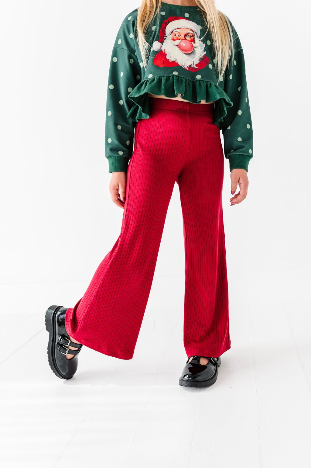 Holly Berry | Rib Wide Leg Pants