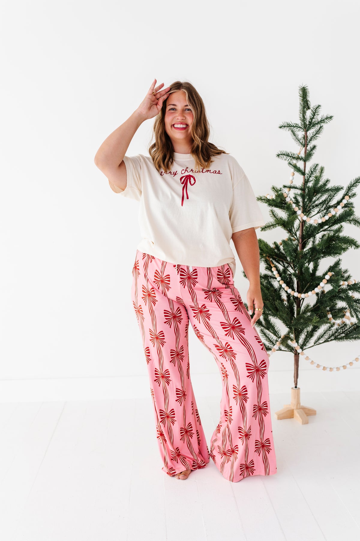 Merry Christmas Bow | (CREAM) ADULT (Both CROP + FULL LENGTH listed here!)