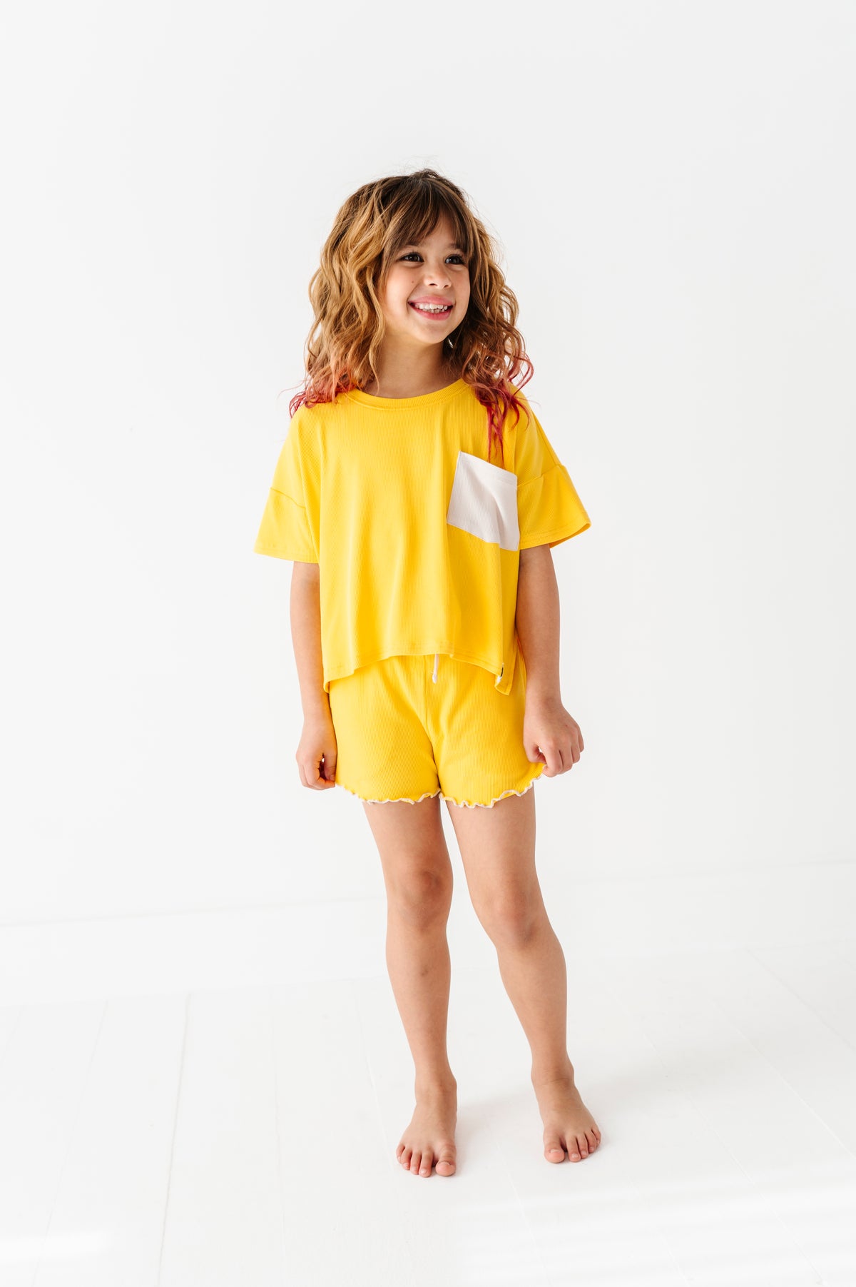 Lemon Drop | Boxy Crop + Shorts RIB Set