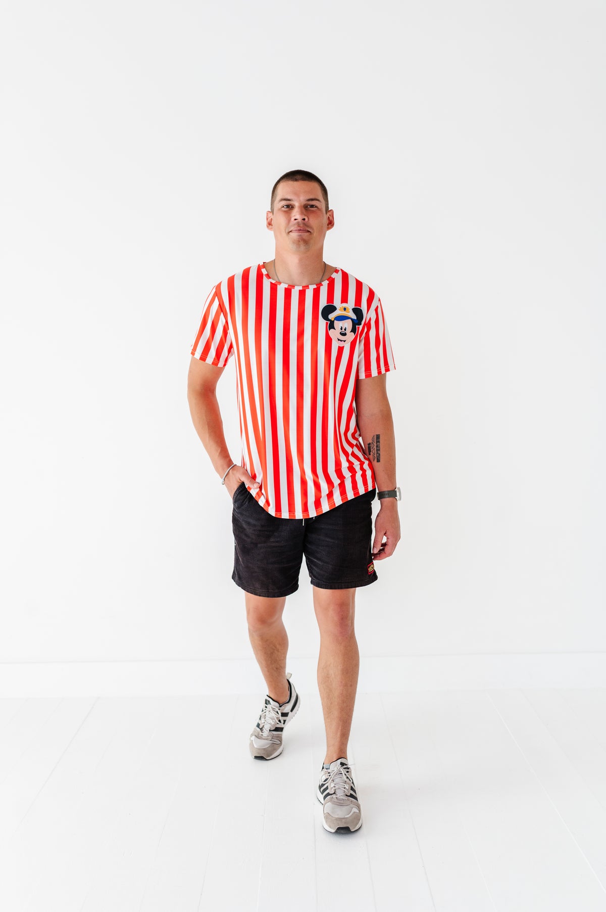 Mickey Pocket (RED STRIPES) | ADULT TEE