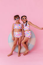 Load image into Gallery viewer, Confetti Check Bows | BOY SHORTS 2-PIECE