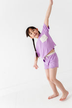 Load image into Gallery viewer, Pixie Purple | Boxy Crop + Shorts RIB Set