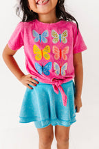 Butterflies | Pink Vintage Front-Tie Tee