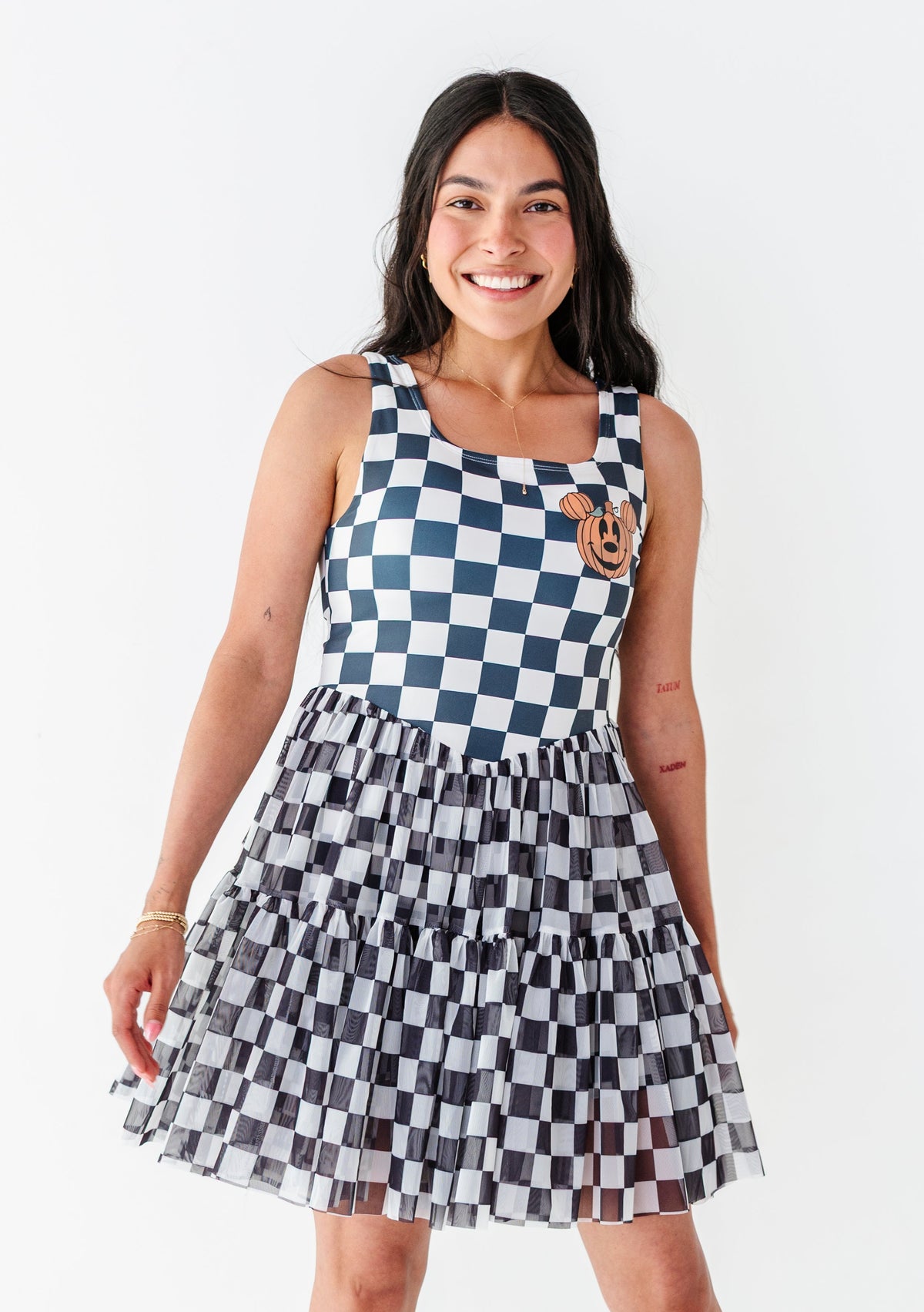 Pumpkin Check | ADULT Mesh Dress