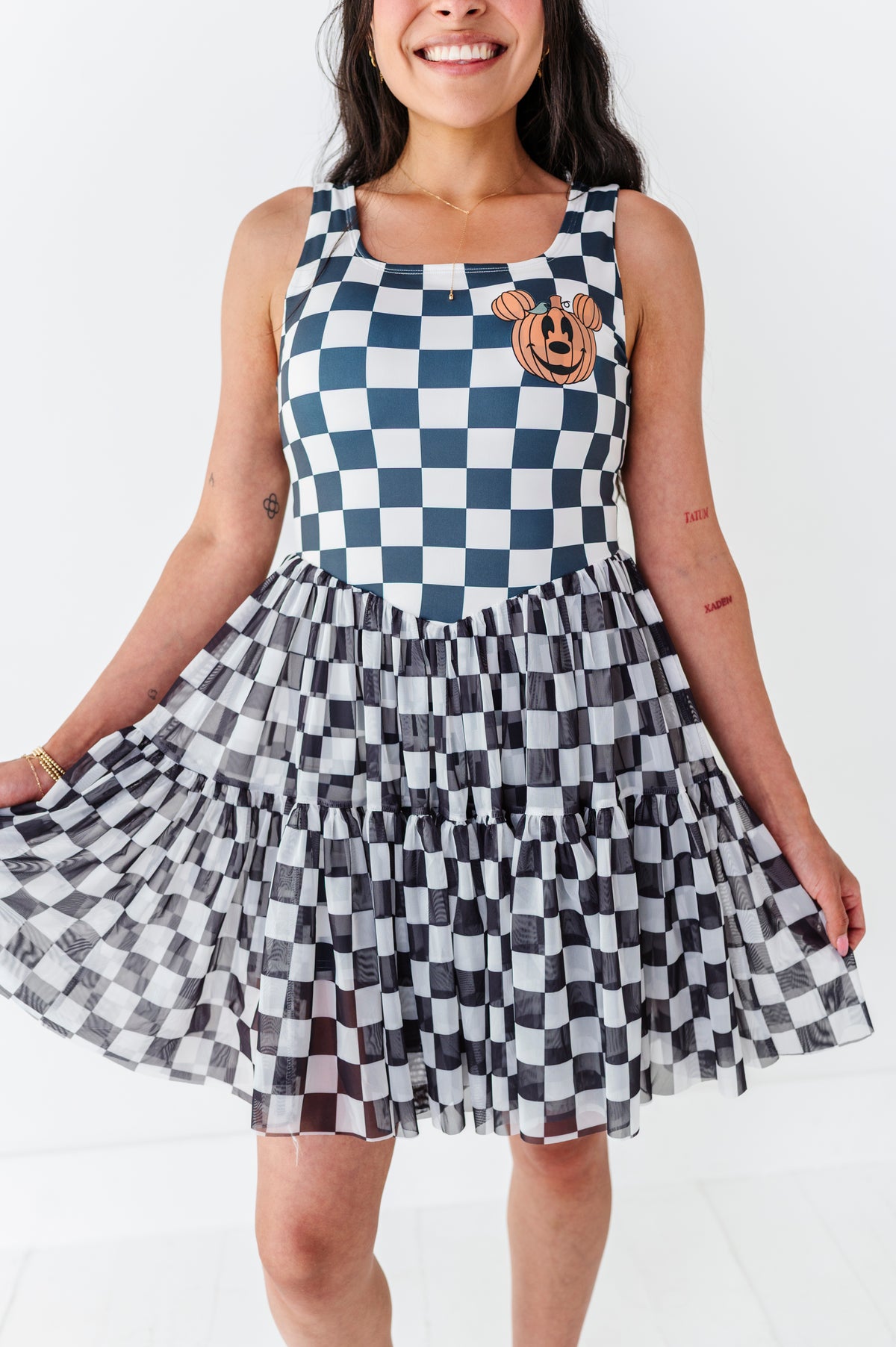 Pumpkin Check | ADULT Mesh Dress