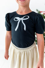 Load image into Gallery viewer, Black Bow | Puff Shoulder Tee