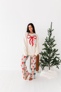 RED BOW (CREAM SWEATSHIRT) | Adult *SWEATSHIRT*