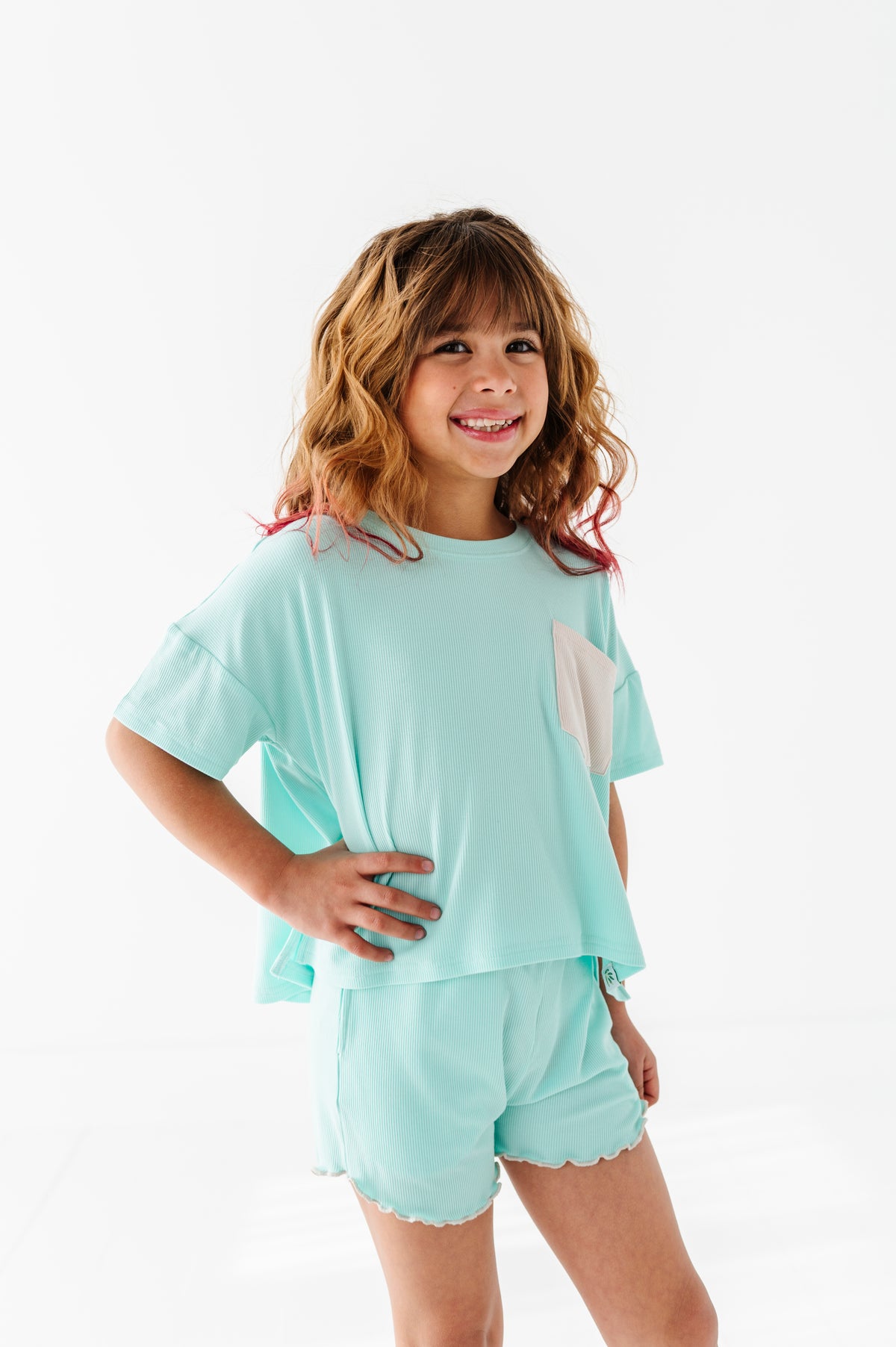 Ocean | Boxy Crop + Shorts RIB Set