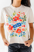 Load image into Gallery viewer, Floral USA | ADULT tees (*CROP + FULL LENGTH HERE)